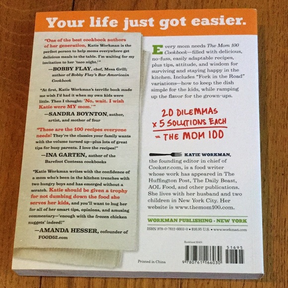 NWOT Katie Workman, The Mom 100 Cookbook - Picture 3 of 3
